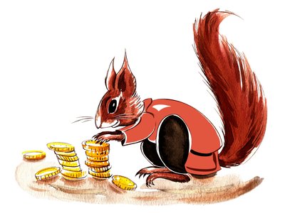 Money Squirrel - illustration of financial allegory by Neale Osborne